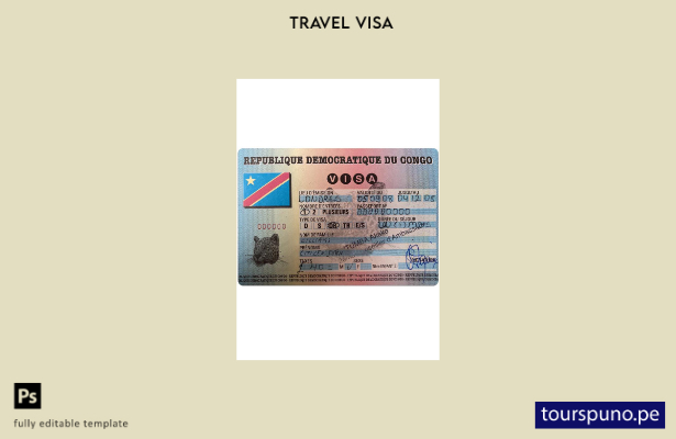 Plantilla de visa de entrada al Congo lista para imprimir